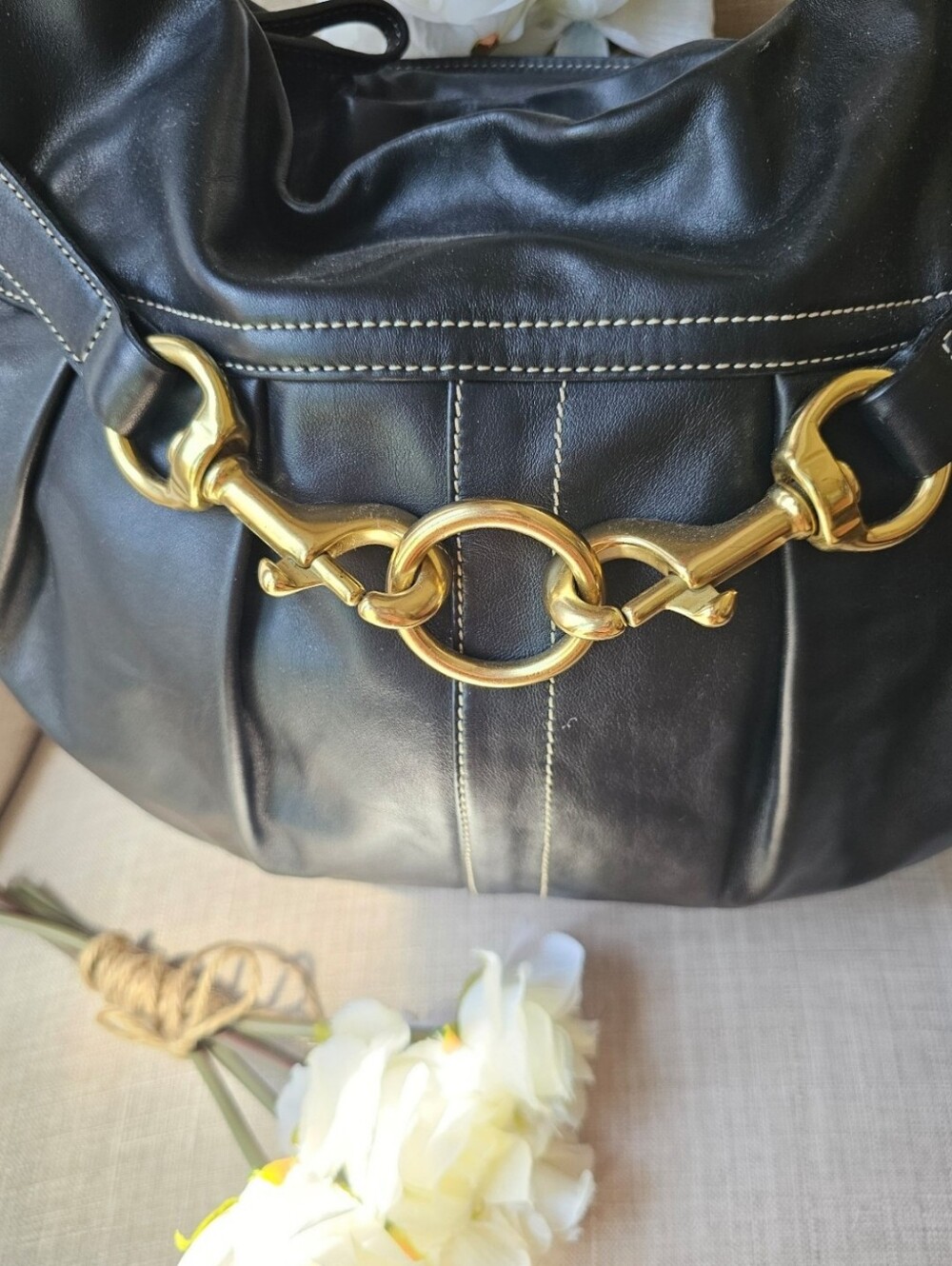 Vintage Coach Hamptons Pleated Leather Horsebit Hobo Shoulder Bag Purse - Picture 9 of 12